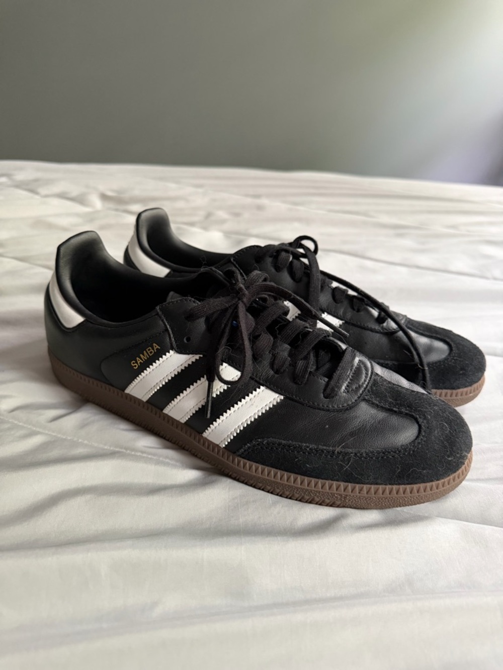 adidas Samba Black White Gum Leather Suede Sneakers - Picture 2 of 4
